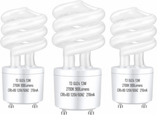 GU24 13Watt 2700K 900Lm CFL Light Bulbs, T3 Spiral Gu24 Base 2 Prong 60W Equiva