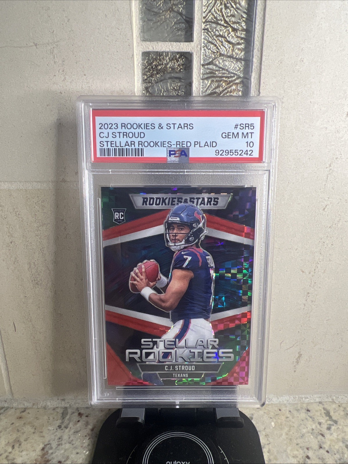 2023 PANINI ROOKIES & STARS STELLAR ROOKIES RED PLAID CJ STROUD ROOKIE RC PSA 10