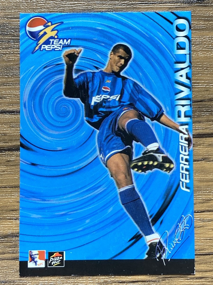 Team Pepsi 2000 Soccer Card Ferreira Rivaldo Brazil KFC Pizza Hat