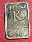 Vintage "K" .999 FINE SILVER Mini Bar! 1 Gram!