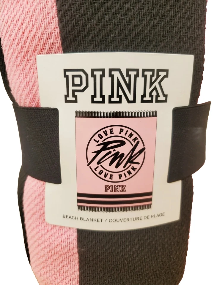 "Manta Victoria Secret ROSA Toalla de Playa Borlas Negro Rosa Tiro 42 X 56""" Foto 2 de 4