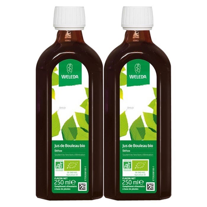 Jus de bouleau bio Weleda contre la fatigue digestive et le foie engorgé 2x250ml