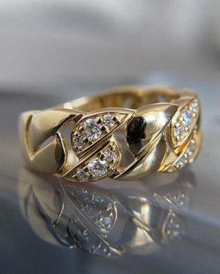 Real Moissanite 1Ct Round Cut Half Eterniry Women's Band 14K Yellow Gold Plated