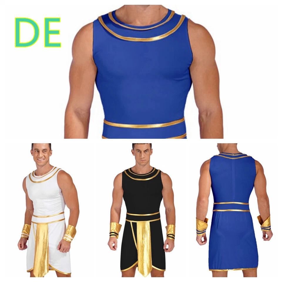 MARKENLOS DE Herren Griechischer Gott Kostüm Antike Römische Toga Manschetten Römische