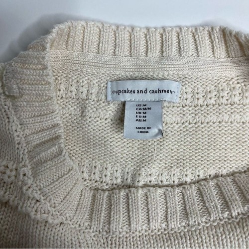 Cupcake And Cashmere Chunky Cable Knit Pullover Sweater Cream Oversized Medium - 第 8/9 張圖片