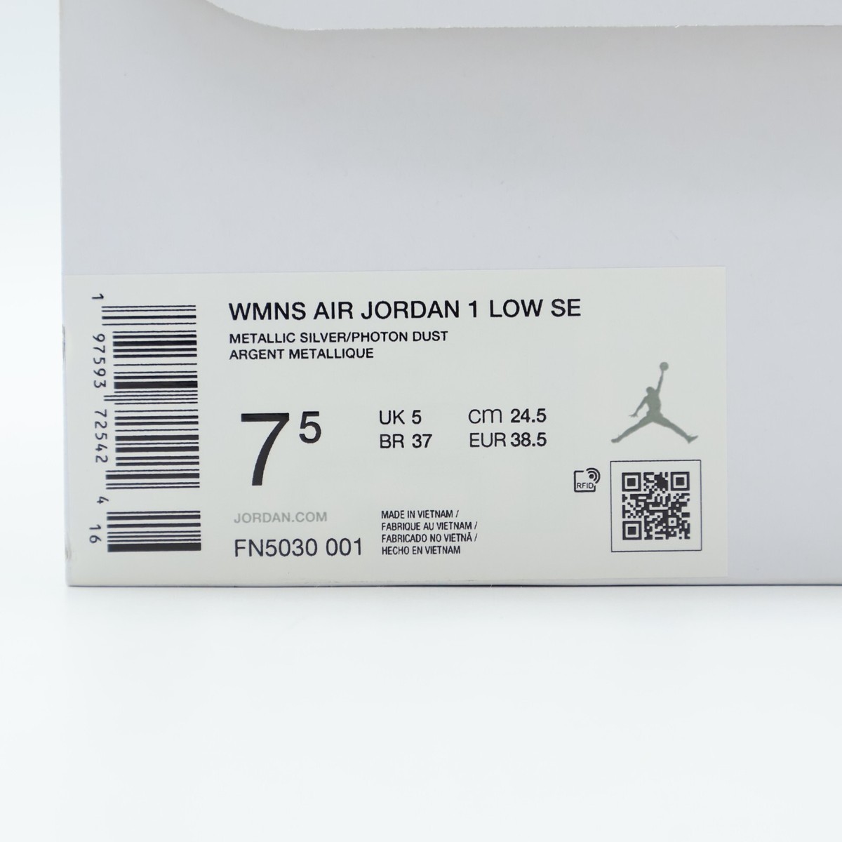 FN5030-001 Nike Air Jordan 1 Low SE Metallic Silver Photon Dust 