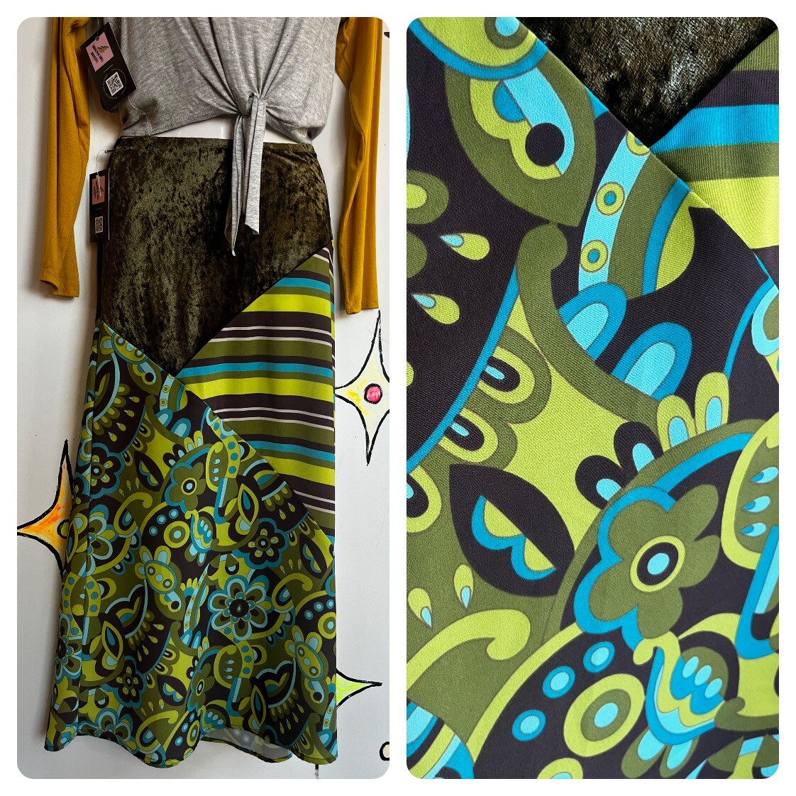 スカート y2k fairy grunge patchwork long skirt FAIRY GRUNGE PATCHWORK SKIRT - Cosmiquestudio.com