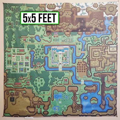 HUGE Zelda A Link to the Past Hyrule world map 5 x 5' banner tapestry Zelda SNES