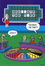 Decimate the Tree  Cat Wheel of Fortune Humorous  Funny Christmas Card