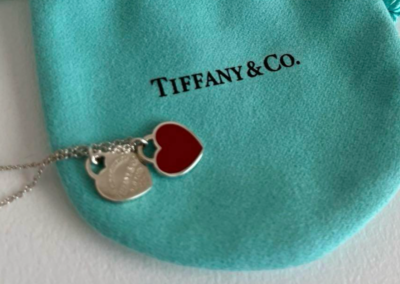 Tiffany Double Heart Tag Necklace Red Silver 925 | eBay