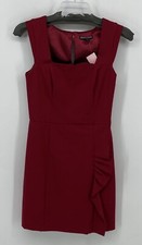Express Preowned Womens Red Sleeveless Faux Ruffle Short Mini Dress Size 0