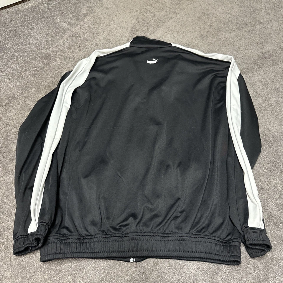 VINTAGE XL MEN’S PUMA POLYESTER FULL ZIP LOGO TRACK JACKET BLACK WHITE 90s 2000s - Image 4 of 4