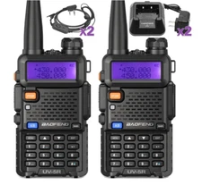 Long Range Walkie Talkie 2 Way Radio Handheld Rechargeable Headset UHF VHF 2 Pcs