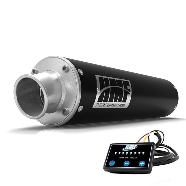 HMF Performance Slip On Exhaust Muffler Pipe Black + Optimizer Honda