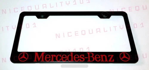 Mercedes Benz (Red) Stainless Steel Black Finished License Plate Frame Rust Free