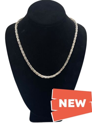 NEW - 3.8mm Byzantine Chain in Semi-Hollow .925 Sterling Silver - 22 (TRP053702)