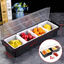 Ice Chilled 4/5 Compartment Condiment Server Caddy Serving Tray Container Bar