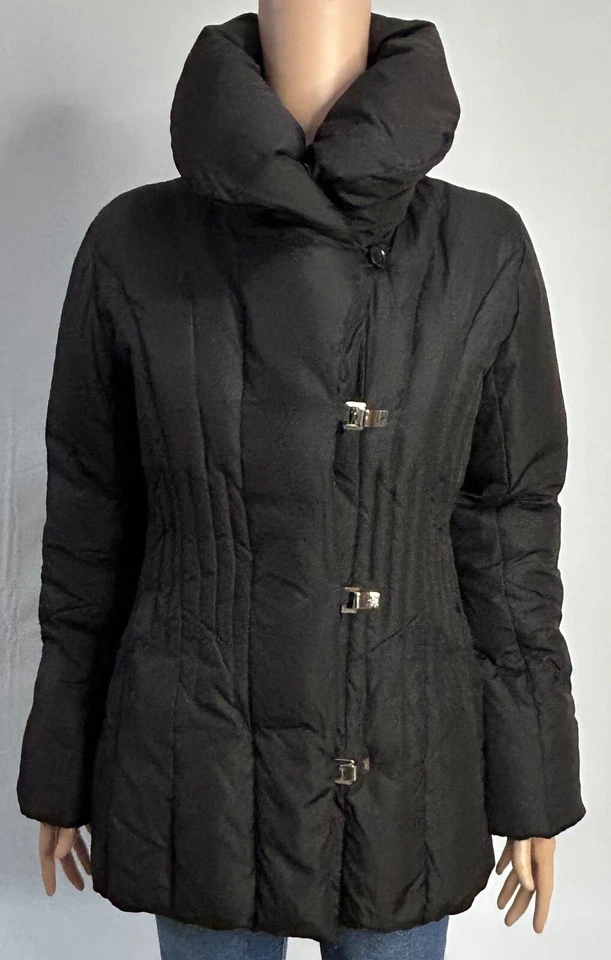 Chaqueta de Plumón J.Percy Mujer M Negra Puffer Ajustada Vellón Forrada Guepardo De Colección Foto 2 de 4