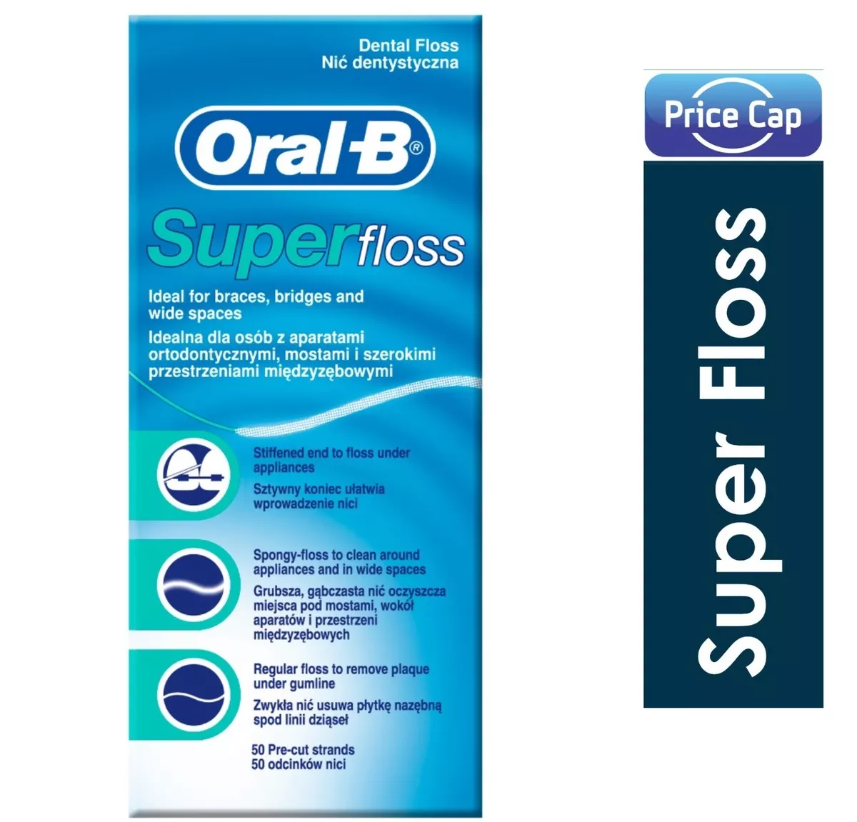 1 x Oral B Super Floss 50 Pre Cut Strands | Ship With Open Box | Flat Pack