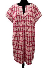 PAPPAGALLO Shift Dress Pink White Womens 18 Pineapples Embroidered  Lined New