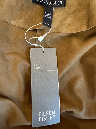Eileen Fisher Goat Suede Open Front Blazer Jacket Cardigan Camel Tan Size M BNWT - Picture 7 of 9