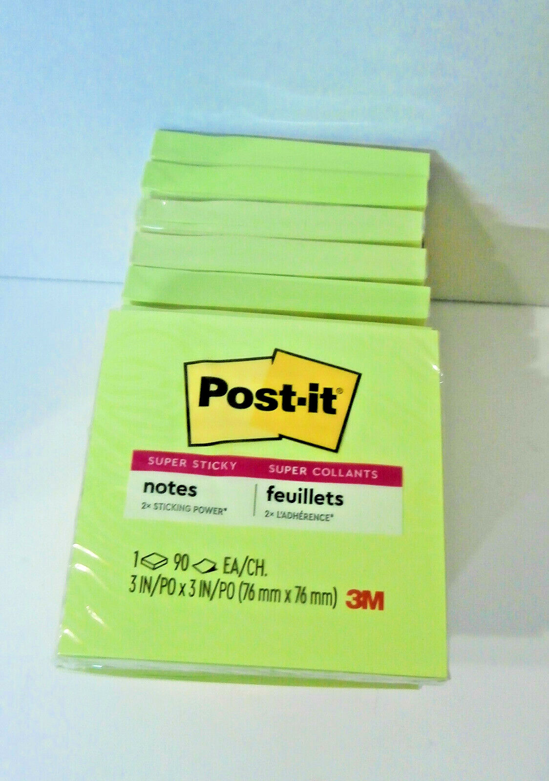 Post-It Notes Super Sticky 12 Pads 1 BOX (90 sheets in each pad) 2X Sticking 3M