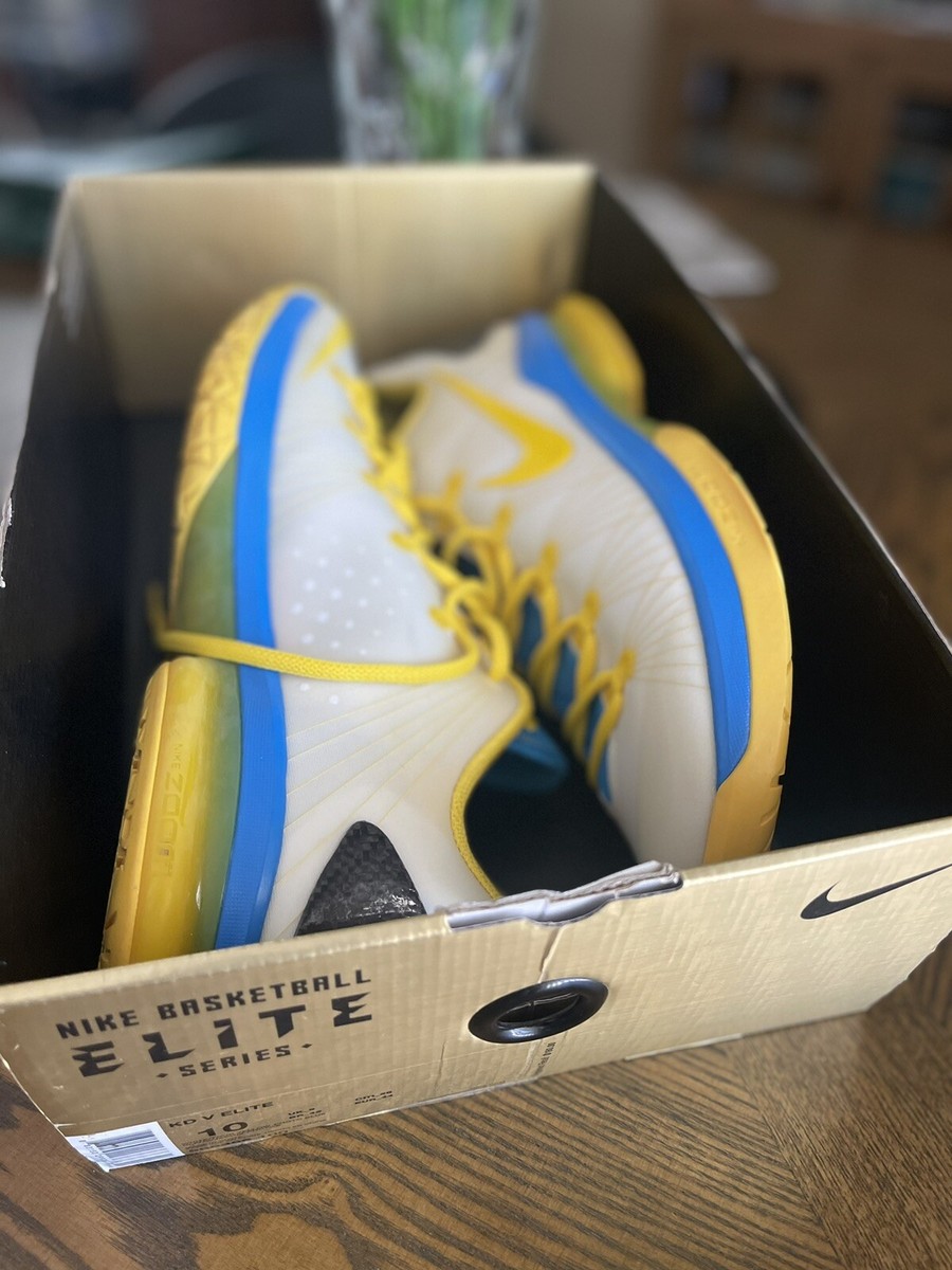 NIKE KD 5 Elite Playoffs Home White Blue Yellow Basketball  display picture 1
