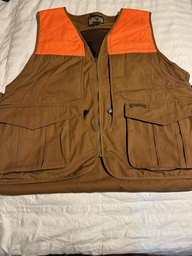 Field & Stream Shooting Vest Mens Xl Blaze Orange Brown Field Hunting - Picture 2 of 12