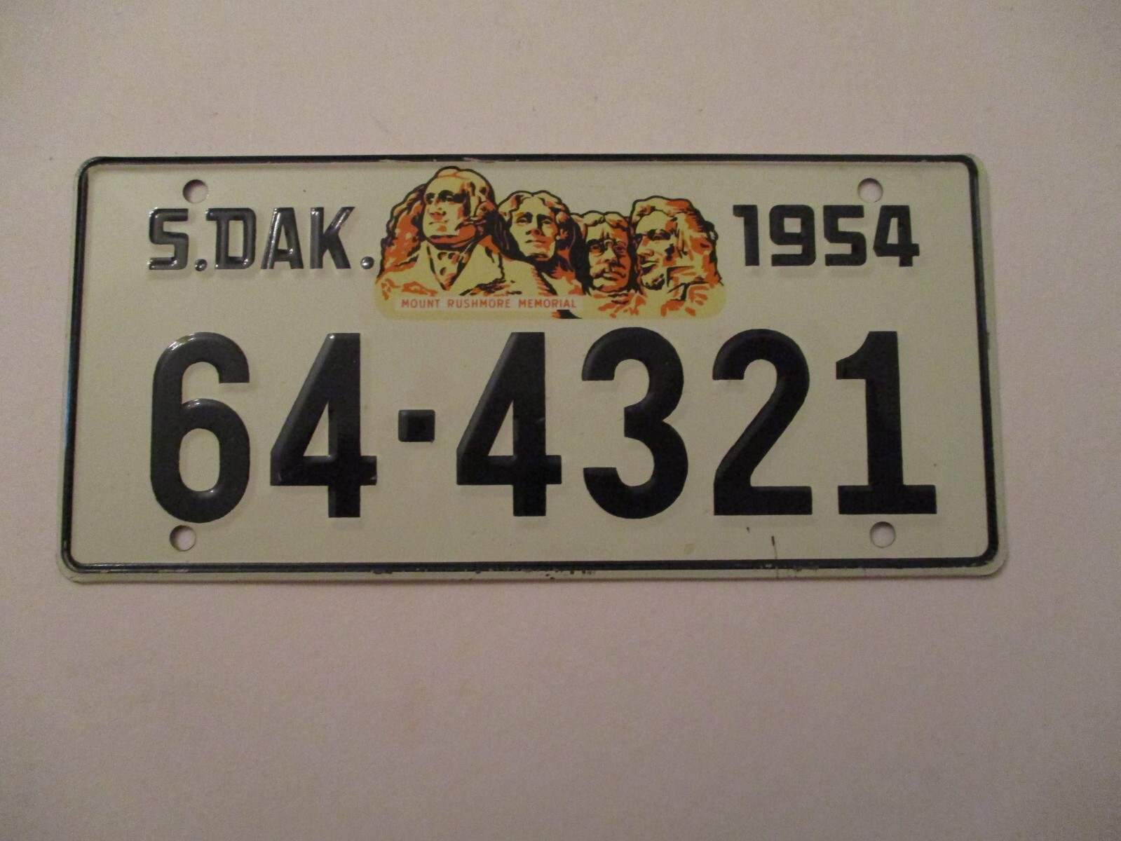 VTG 1954 South Dakota Mini State License Plate Bicycle Wheaties Cereal