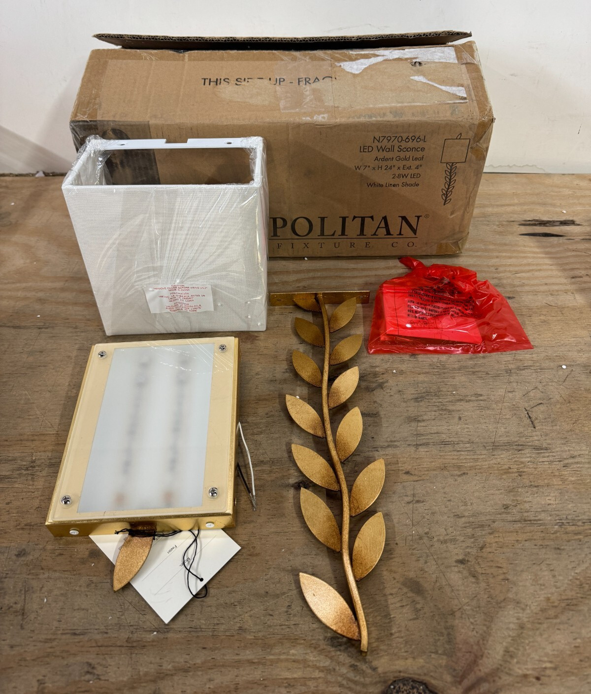 Metropolitan N7970-696-L Arbor Grove 24" Tall LED Wall Sconce, Ardent Gold Leaf