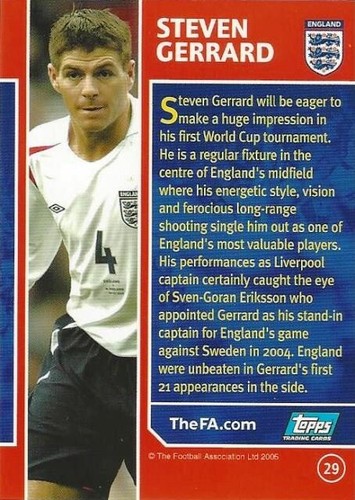 2005 Topps England Cards (World Cup '06 Qualifications) Base Common (21 - 30) - Picture 18 of 40