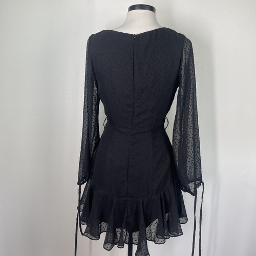 Saints Secrets Dress Women’s Medium Black Sheer Whitchy Goth Plunge Dark Fairy - Picture 3 of 16