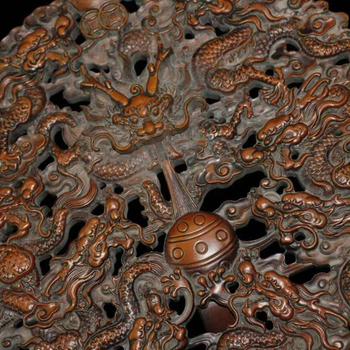 Chinese Natural Boxwood Hand-made Exquisite Dragon Screen 4062 - 第 3/9 張圖片
