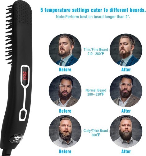 Cepillo Caliente Para Barba Peine Electrico Plancha Alisador De Hombre Y Regalo. - Picture 3 of 6