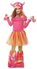 Girls Child Deluxe Wild Child Pink Plush Monster Tutu Costume W/ Monster Hat