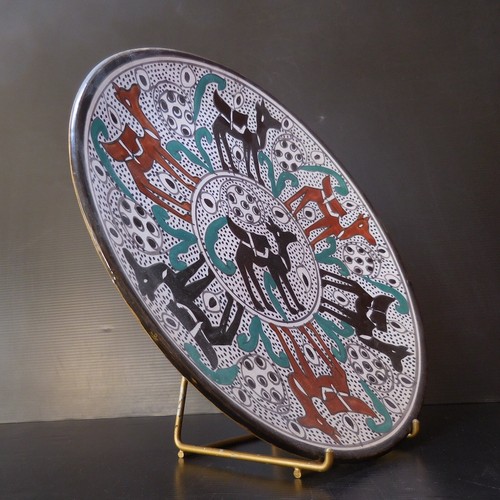 N24.135 Flat Glazed Terracotta Africa Decorative Art Handmade Black Brown - Picture 14 of 21