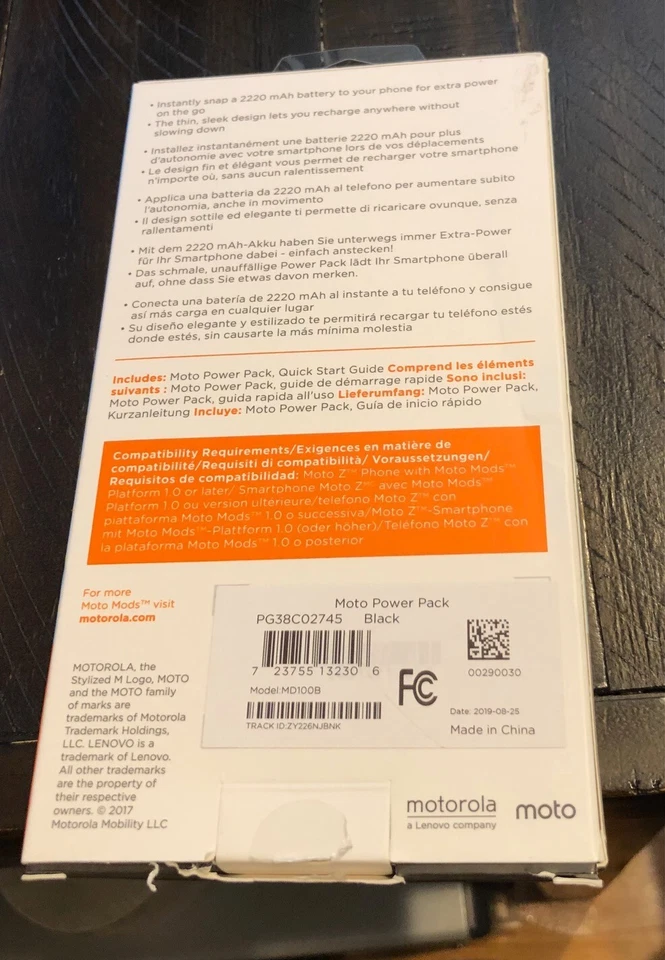 Motorola MD100B MotoMods Moto Power Pack Mod - Negro Foto 2 de 2