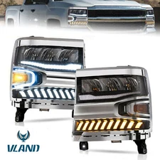 Front Full LED Reflector Headlights Assembly For 2016-2018 Chevy Silverado 1500