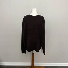 J Crew Sweater Crewneck 100% Lambswool Mid Weight Brown Chocolate