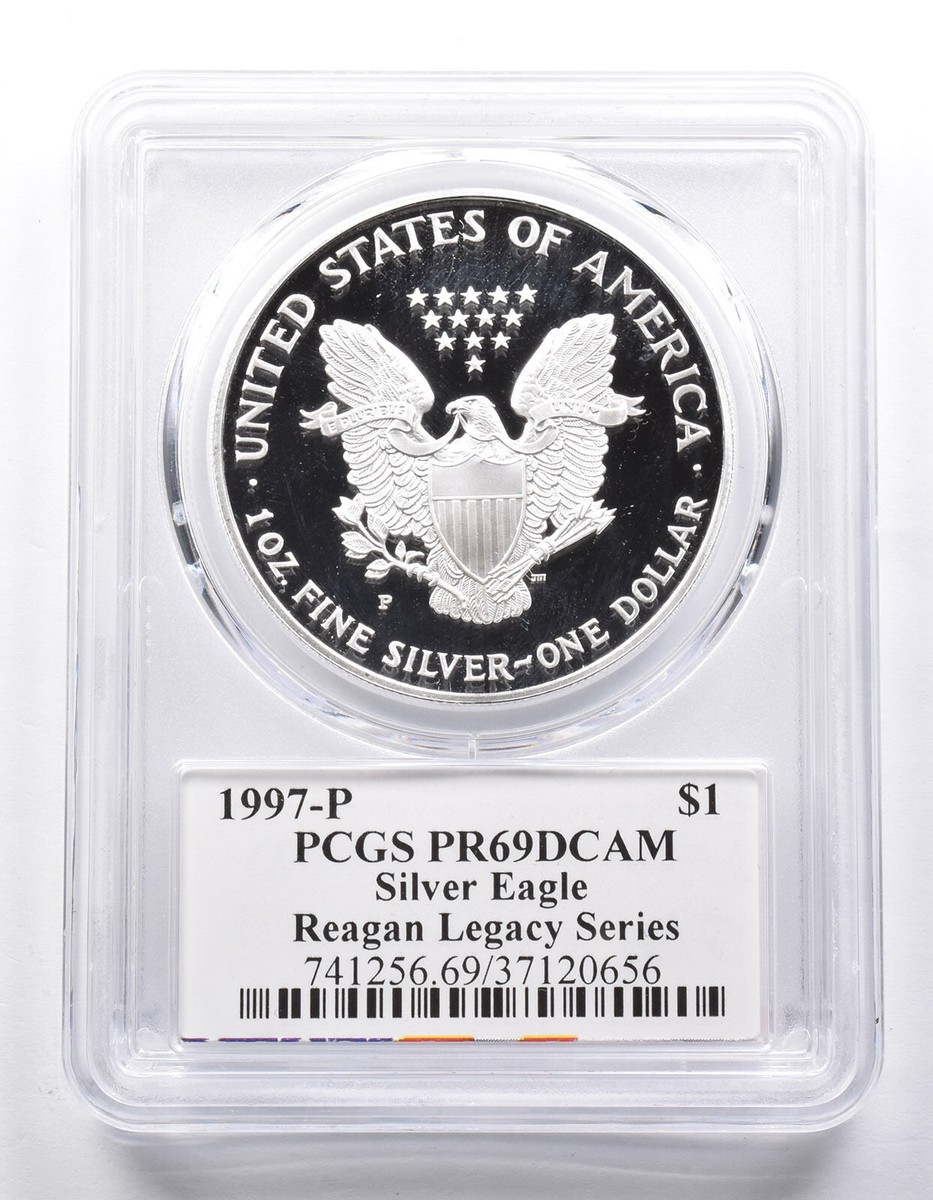 PR69 DCAM 1997-P American Silver Eagle Legacy Cameron Reagan