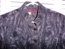 LADIES DESIGNER JACKET BLK BLUE BROCADE 16 MANDARIN COLLAR