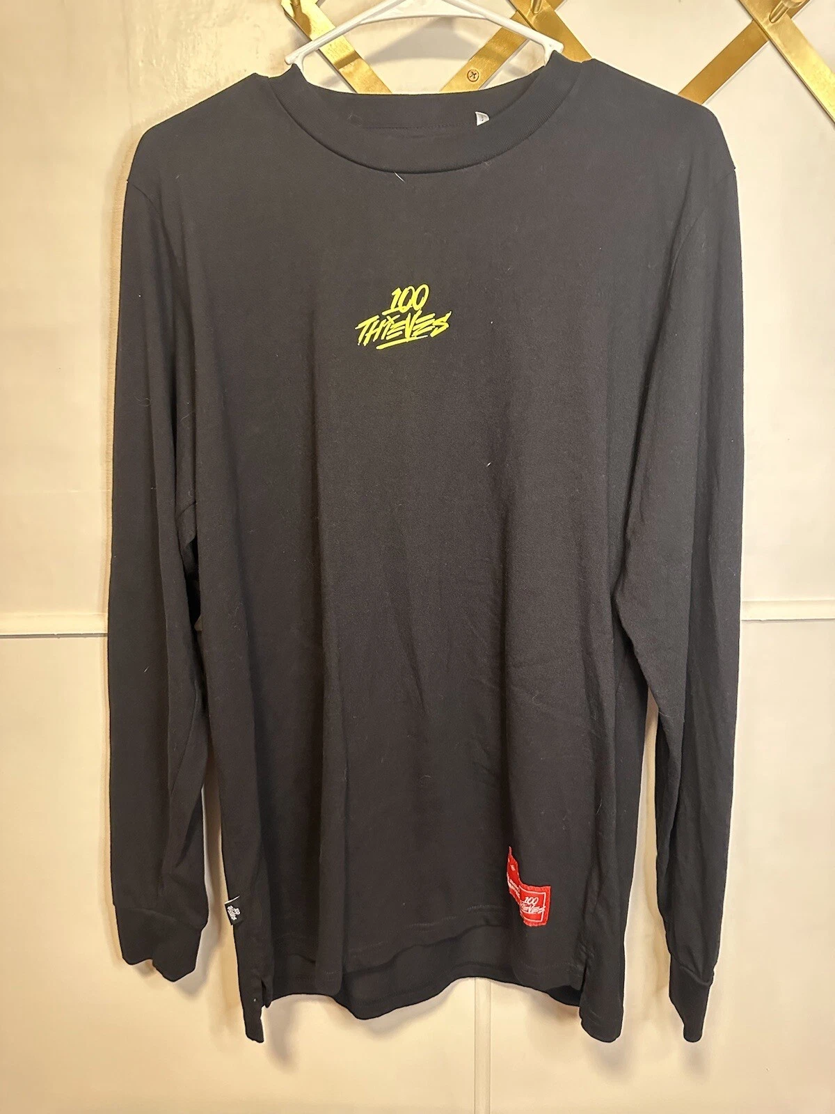 Authentic 100 Thieves No Camping SZN Long Sleeve Shirt Black Medium