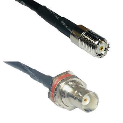 RFC240UF MINI UHF FEMALE to BNC FEMALE BULKHEAD Coax RF Cable USA-Ship Lot