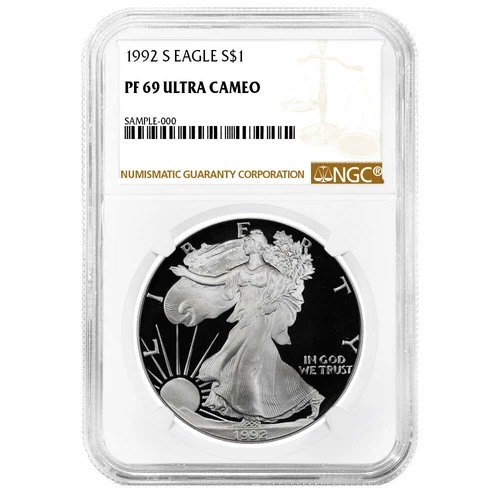 1992-S Proof $1 American Silver Eagle NGC PF69UC Brown Label