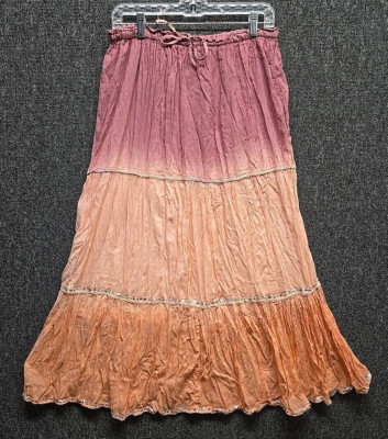 Tokyo Denim Peasant Broomstick Skirt Medium Ombre Witchy Fairy Whimsy Cottage