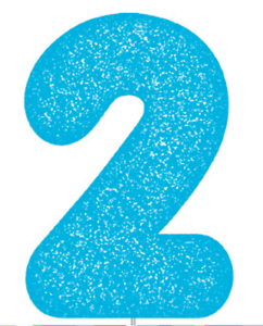 Blue Glitter Number 2 Candles Cake Topper Girl's Birthday Party Cake