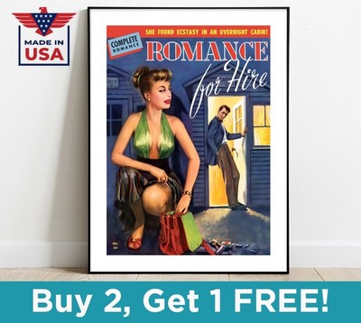 1940s Romance for Hire Cabin Girl Poster 18'' x 24'' Print Pulp Pinup Beauty