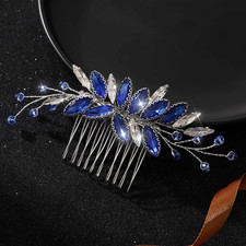Crystal Bride Wedding Hair Comb Blue Rhinestones Bridal Hair Clip Sparkly Hair
