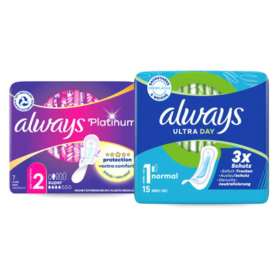Always Ultra Day Normal podpaski 15 szt + Always Platinum Super 2 7 szt