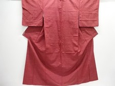 7659887: JAPANESE KIMONO / UNUSED / SILK / HAND WOVEN TSUMUGI / STRIPE GEOMETR